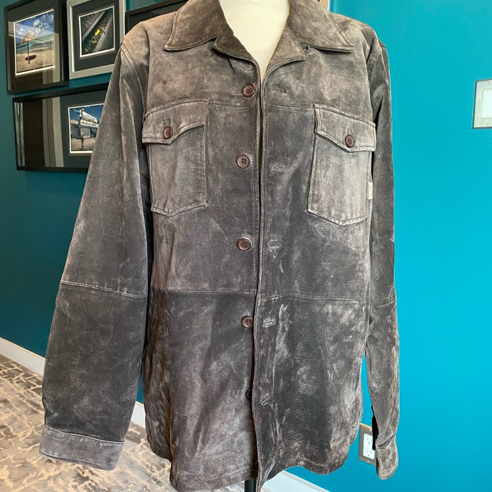 Suede shirt jacket